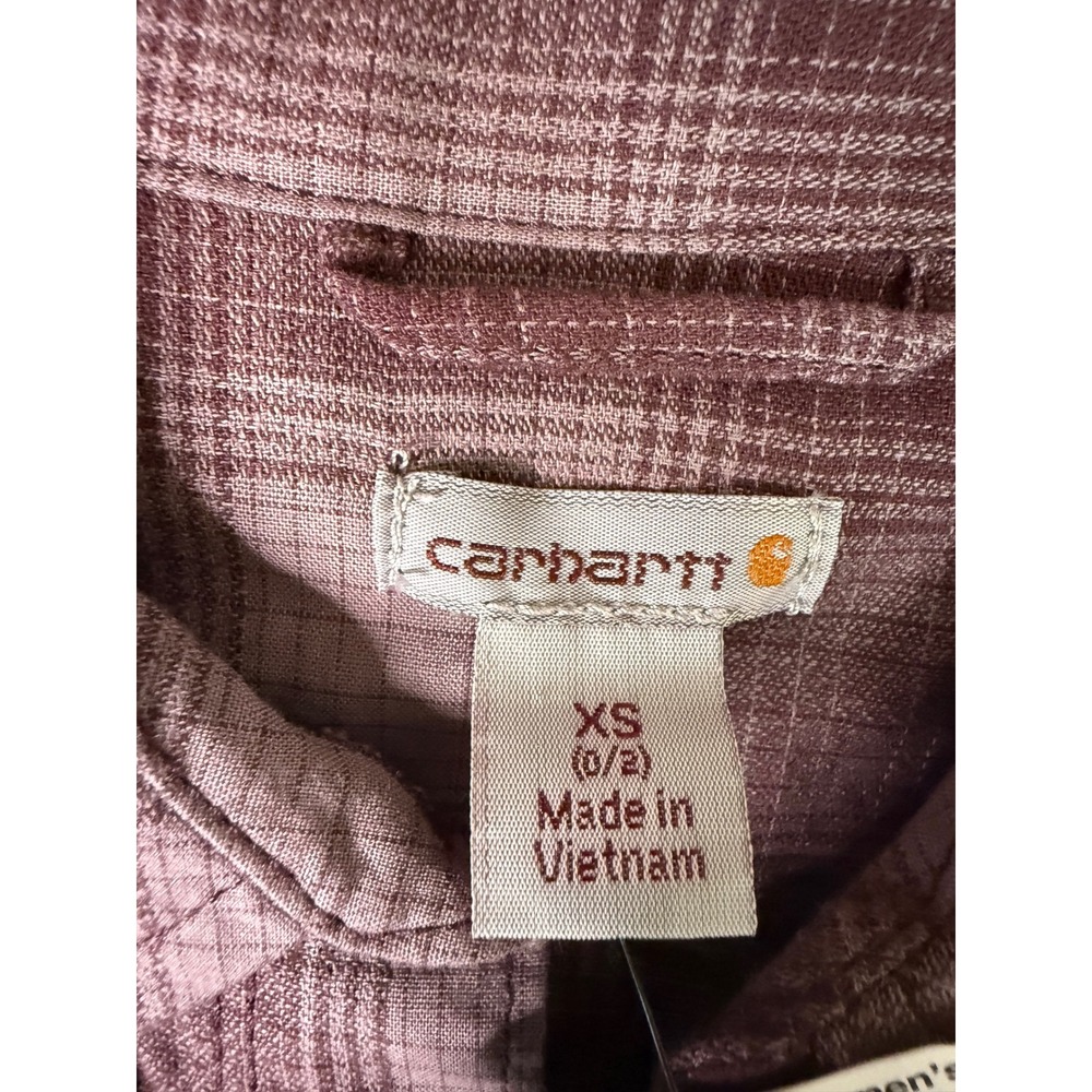 Carhartt Womens XS Mauve Purple Plaid Ripstop Long Sleeve Button Down Shirt NWT - Picture 3 of 6